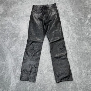Vintage Philippe Monet Hose Herren 28 schwarz Leder gerades Bein Motorrad Biker - Bild 1 von 10