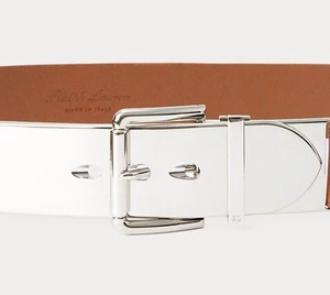 Cinturón de cuero Ralph Lauren abre letras piel de becerro hecho en Italia - Imagen 1 de 8