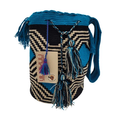 Colombiana 🇨🇴 MUCHOS COLORES Hecho a Mano Grande Tribu Wayuu Mochila Bucket Bolso Boho Foto 1 de 4