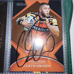 Curtis Sironen Signed 2016 Traders Parallel NRL card Wests Tigers