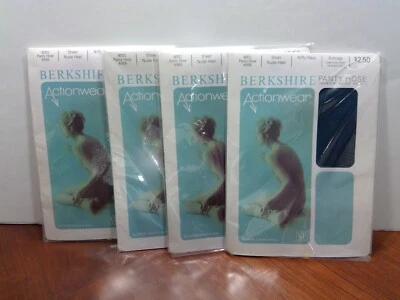 4 Packs of Berkshire Actionwear Panty Hose Sheer Nude Heel Nifty Navy - Image 1 of 4
