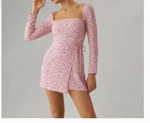 NEU $ 218 Reformation rosa Blumen Rosalie Kleid 12 - Bild 1 von 8