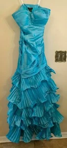 New Women Beautiful Camille La Vie Bridesmaid Prom Gown Mermaid Blue Dress Sz 6 - Picture 1 of 7