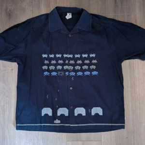 CAMISA MANGA CORTA VINTAGE SPACE INVADERS ABOTONADA XL rara - Imagen 1 de 3