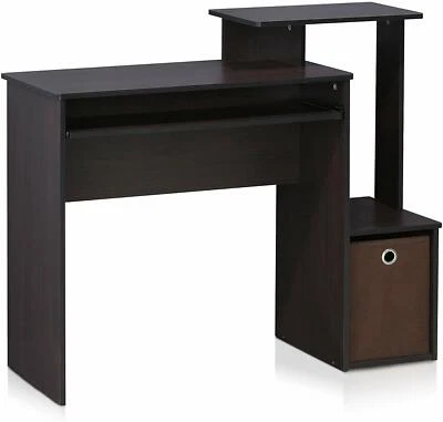Espresso Brown Student Desk Storage Bin Laptop Computer Table Office Workstation - Image 1 of 4