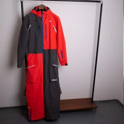 REHALL BLAZE Men's Orange-Gray Hooded Lightweight Full-Body SKI SUIT Size S / M Foto 1 de 4