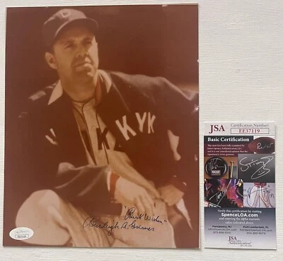 Burleigh Grimes Signed Autographed Vintag Glossy 8x10 Photo Brooklyn Dodgers JSA - Image 1 of 3