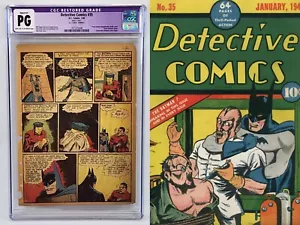 DETECTIVE COMICS #35 PÁGINA 6 CGC LT/OW 1940 DC COMICS LLAVE CLÁSICA PRE ROBIN RARO - Imagen 1 de 3