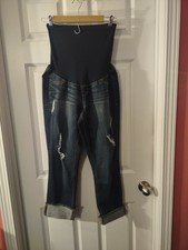 1822 Denim Jeans Size XL Blue Maternity Distressed