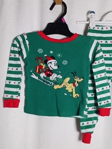 Disney Mickey Mouse and Pluto Christmas Baby Pajamas Set PJs 2 Pc Size 24M 2T - Picture 1 of 9
