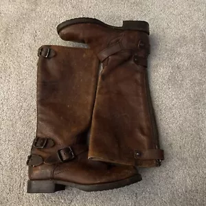 Frye Veronica Women's Back Zip Knee High Distressed Leather Boots Size 7 B - Picture 1 of 18