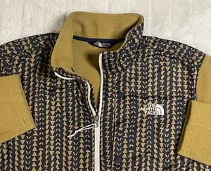 The North Face Denali Jacket Mens XL Fleece Half Zip Geometric Print Brown Olive - Picture 1 of 13