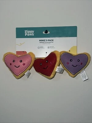 Zippy Paws Miniz 3-Pack- Valentines Heart Cookies Squeaky Dog Toy - Image 1 of 4