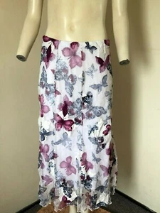 LOVELY!! White Pink & Blue Mix Floral Skirt - By Per Una - Size 10 Long Length  - Picture 1 of 4