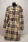Lesies Plaid Belted Tans Green  Brown Trench Coat Size Large