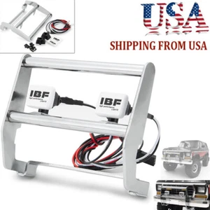 Metal Front Bumper + 2LEDS Light for 1/10 RC TRX4 Bronco Crawler - Picture 1 of 7