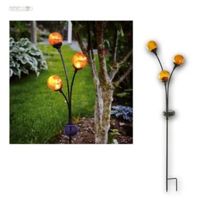Metall Solar LED Gartenstab TRIESTE 3x Glaskugeln Design Gartenleuchte Leuchte - Bild 1 von 5
