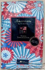 New ELRENE FOURTH 4th OF JULY VINYL TABLECLOTH 52 x 120 PATRIOTIC RED WHITE BLUE - Picture 1 of 1