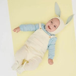 Meri Meri Bunny Baby Bonnet (Mint Green Ears) - Knitted - Organic - FREE POSTAGE - Picture 1 of 3