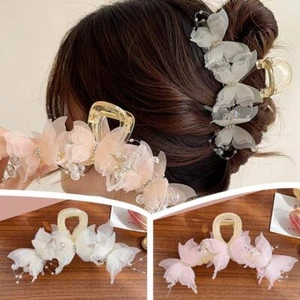 Clip de pelo decorativo acrílico con cuentas dulces clip de mariposa para mujer D4T6 D5H8 y - Imagen 1 de 16