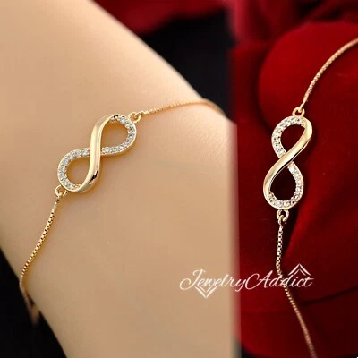 PULSERA CADENA PILA VESTIDO RELLENO ORO ROSA 18K FILIGRANA INFINITY BAR DAMA NIÑAS Foto 1 de 4