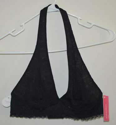 Nuevo top de bikini Xhilaration Bralette para mujer mediano negro con inserción de ganchillo Foto 1 de 4