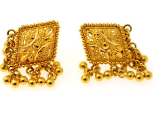 22kt yellow gold handmade India cultural earring best brides gifting jewelry