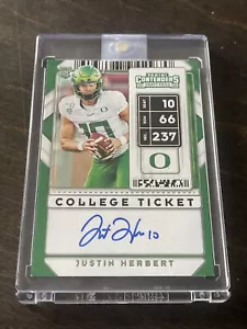 JUSTIN HERBERT AUTO 2020 Panini CONTENDERS DP COLLEGE TICKET RC RARE SP SSP Seal - Picture 1 of 5