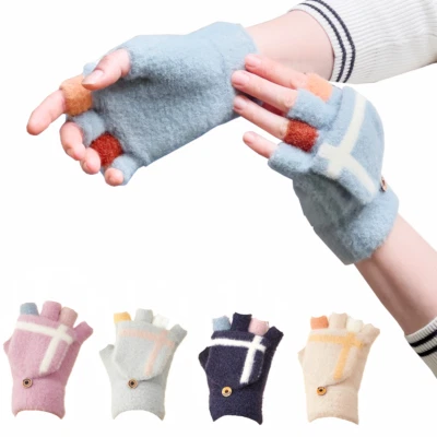Winter Handschuhe Damen / Kinder Warme Handschuhe Touchscreen Halbfinger Hurtel - Bild 1 von 3
