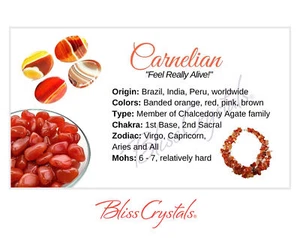 Tarjeta de información de cristal de Carnelian, doble cara #HC91 - Imagen 1 de 2