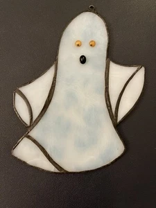 Stained Glass Surprised Ghost Window Sun Catcher Halloween 5.5" x 4.5" - Picture 1 of 6