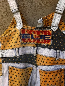 Blue Jean Denim Bib Overalls By Designer Ellie “USED” Shredded 80’s Thrashed - Picture 1 of 16