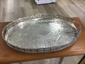 VINTAGE Viners of Sheffield Chasco Silver Plate Oval Tray - 29 x 45 cm - Picture 1 of 10