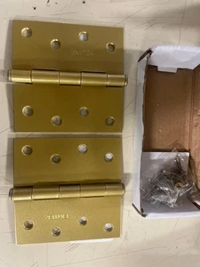 Emtek 910144 Steel Hinges (Pair), SD 4"x4", Sqr. Corner. Satin Brass (US4) - Picture 1 of 6
