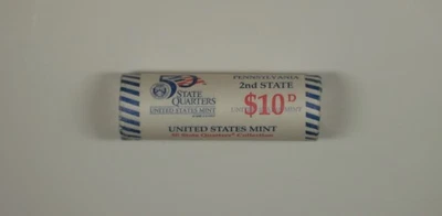 1999 D PENNSYLVANIA ORIGINAL US MINT SEALED QUARTER ROLL; COMBINE SHIPPING! - Image 1 of 3