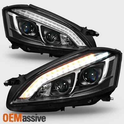 Se adapta a [tipo HID] 2007-2009 Benz W221 Clase S Negro LED DRL Proyector Faros Foto 1 de 4