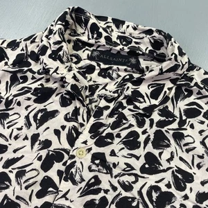 AllSaints Shirt Mens Small Heartbreaker Hearts All Over Print  Loop Camp Collar - Picture 1 of 9
