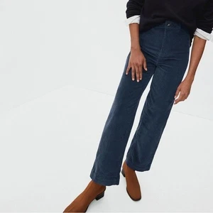 Everlane Cord Relaxed Straight Wide Leg Cropped High Rise Pants In Blue Size 16 - Picture 1 of 11