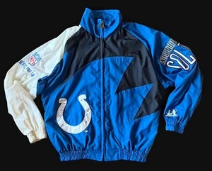 Indianapolis Colts Sharktooth NFL Logo Athletic Pro Line 90s Windbreaker size L - Picture 1 of 13