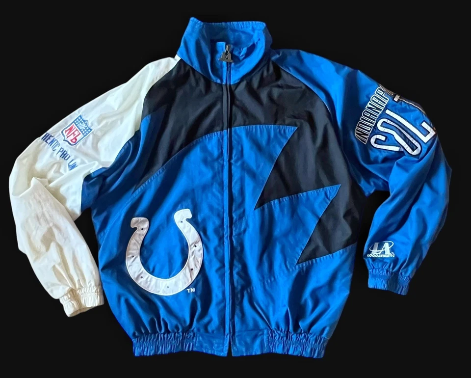 Indianapolis Colts Sharktooth NFL Logo Athletic Pro Line 90s Windbreaker size L - Image 1 of 4