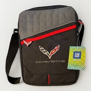 "Bolsa mensajera Corvette negra con logotipo de lona 12""x 9""x 1""" - Imagen 1 de 6