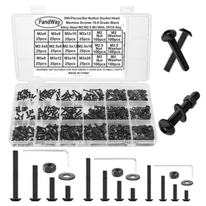 900pcs M2 M2.5 M3 Button Head Screws & Nuts Kit – ISO 7380 Allen Hex Bolt Set UK - Picture 1 of 8