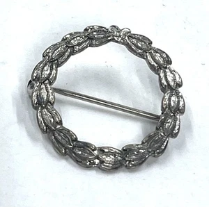 Feinstein Vintage Sterling Marked Circle Laurel Leaf Wreath Pin (1695) - Picture 1 of 7