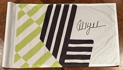 PHIL MICKELSON LIV GOLF TOURNAMENT USED SIGNED FLAG GOLF INAUGURAL SEASON JSA - Image 1 of 4