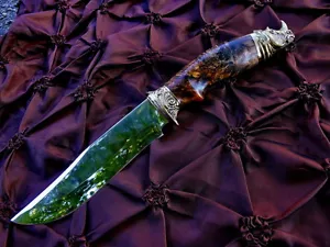 AWESOME STEEL CUSTOM HANDMADE KNIFE MAPLE CUP *HUNTING RHINO* + LEATHER SHEATH - Picture 1 of 3