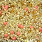 20 Grams Glass Seed Beads Lot 1000-3000 Ab Cream Coral  T