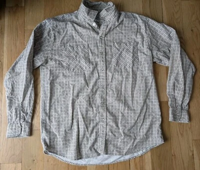 Haband Mens Large Long Sleeve Flannel Shirt Brown Plaid Pearl Snap Button Up  - Image 1 of 4