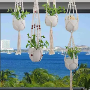 Garden Plant Hanger Macrame Hanging Planter Basket Rope Pot Holder Decor 5 Style - Picture 1 of 17