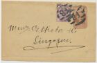 GB 1885 VF QV d postal stationery wrapper uprated with QV 1d lilac to SINGAPORE