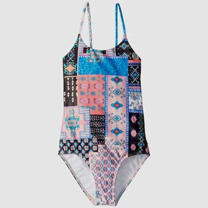 $100 Seafolly Kid Girl Black Pink High Neck Tank One Piece Crossback Swimsuit 14 - Picture 1 of 2